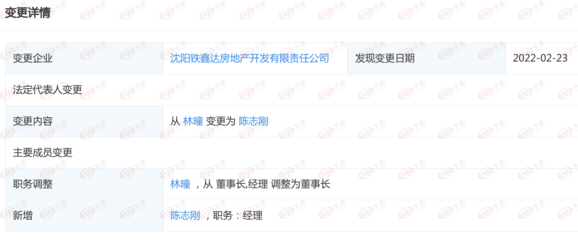快讯:林曈不再担任沈阳铁鑫达房地产经理 由陈志刚接任